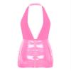 Lorilida Womens Club Party Strapless Bodycon Dress Faux Leather Latex Mini Tube Dress Ruched Dresses Halter Pink B 4X-Large view 4