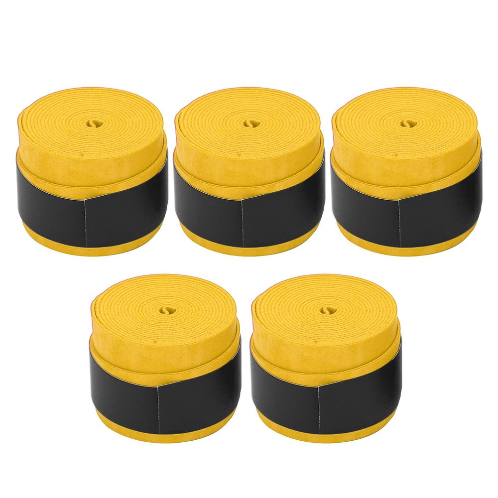 5PCS Handle Overgrip, PU Material Breathable Matte Racket Grip Tape Wear Resistant Sweat Absorbent, Durable Soft Non Sticky Breathable Matte Racket Grip Tape for Badminton Rackets Tennis(Yellow)