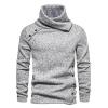 LUORUAN Men's Spring New Stacked Collar Irregular Design Button Sweater Light Gray view 2