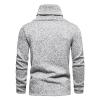 LUORUAN Men's Spring New Stacked Collar Irregular Design Button Sweater Light Gray view 3