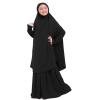 ABAFIP Kids Muslim Prayer Dress Girls Abaya with Hijab Full Cover Kaftan Loose Skirt 2 Piece Dubai Islamic Two-piece Outfits Black 18-24 Months view 1