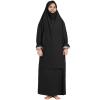 ABAFIP Kids Muslim Prayer Dress Girls Abaya with Hijab Full Cover Kaftan Loose Skirt 2 Piece Dubai Islamic Two-piece Outfits Black 18-24 Months view 3