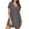 Generic amaon essentials Nightgowns Womens Short Sleeve Sleepwear Comfy Loungewear Plus Size Night Shirt Sleep Shirt Dress Casual Pajama Dress, Large, A01_gray view 1