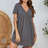 Generic amaon essentials Nightgowns Womens Short Sleeve Sleepwear Comfy Loungewear Plus Size Night Shirt Sleep Shirt Dress Casual Pajama Dress, Large, A01_gray view 2