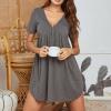 Generic amaon essentials Nightgowns Womens Short Sleeve Sleepwear Comfy Loungewear Plus Size Night Shirt Sleep Shirt Dress Casual Pajama Dress, Large, A01_gray view 3