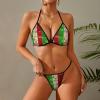 Italian Food Spots Map Flag Women's 2 Piece Bikini Set Halter Strap Swimsuit Sexy Bathing Suit with Thong 2XL view 2