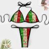 Italian Food Spots Map Flag Women's 2 Piece Bikini Set Halter Strap Swimsuit Sexy Bathing Suit with Thong 2XL view 3