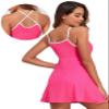 Aleumdr Women's Ribbed One Piece Skirt Swimsuit Swimming Dress Tummy Control Color Block Printed Bathing Suit with Pocket Hot Pink XX-Large view 4
