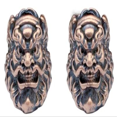 Seeby 2pcs Chinese Zhong Kui Brass Knife Pendants Bead Vintage Umbrella Rope Beads EDC Outdoor Flashlight DIY Paracord Lanyard Bracelet Accessories (p3)