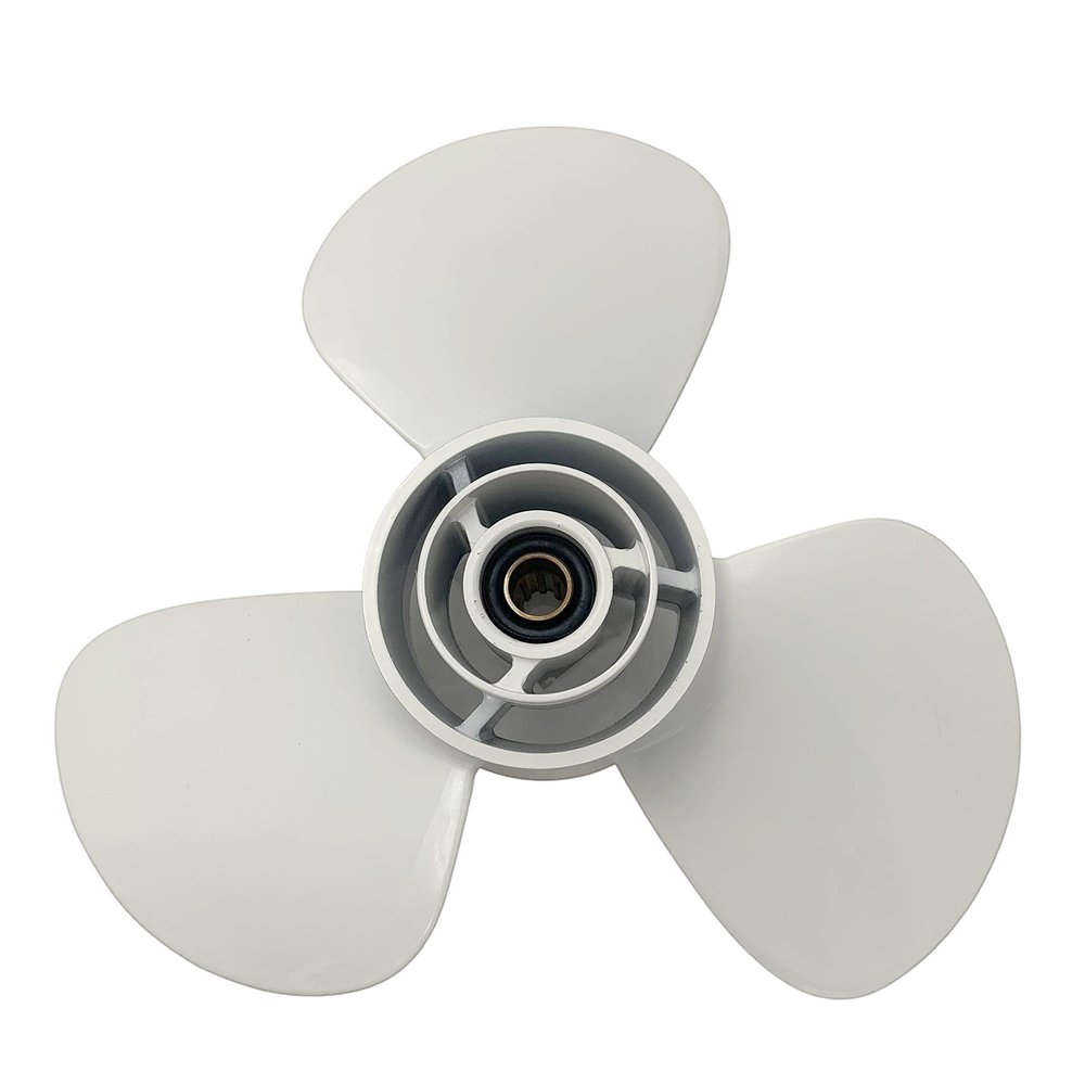 BARDOVEN Outboard Prop 9.9~15HP 11-3/4x7 Aluminum Propeller RH 8 Tooth Fit for Yamaha/Honda Outboard Motor, WHITE