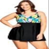 Avenue Women's Plus Size Empire Print Swim Dress view 1