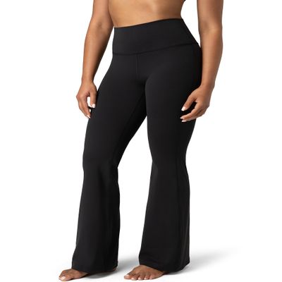 Colorfulkoala Women's Dreamlux Workout Flare Leggings High Waisted Wide Leg Bootcut Yoga Pants 31.5" Inseam(L, Black)