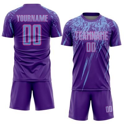 Customized Soccer Jerseys Sports T-Shirts and Shorts Sets for Men/Youth/Teen Boys/Girls/Women, Personalized Purple Team Uniforms Design Your Own Casual Tees with Name & Number & Logo Print
