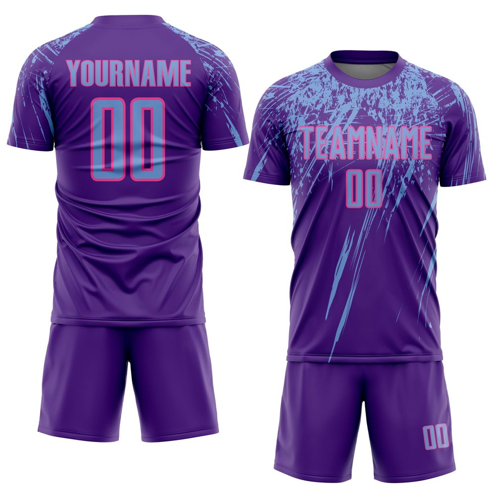Customized Soccer Jerseys Sports T-Shirts and Shorts Sets for Men/Youth/Teen Boys/Girls/Women, Personalized Purple Team Uniforms Design Your Own Casual Tees with Name & Number & Logo Print