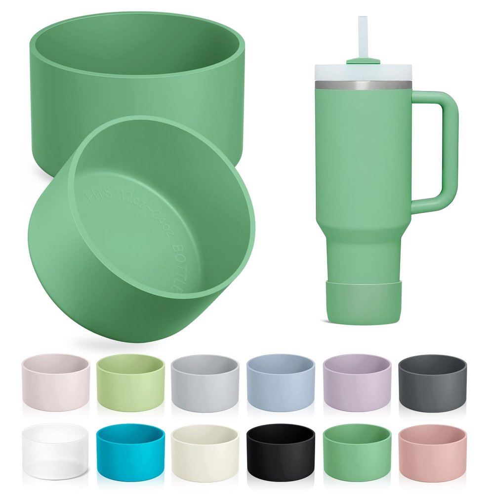 KTKUDY 2-Pack Silicone Boot for Stanley Tumbler 40 30 20 oz & Intended for Hydro Flask 12-24 oz - Cup Boot fit Select Yeti, Simple Modern, Owala Water Bottle - Bottom Cover Accessories Fit Stanley Cup