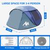 4 Person Pop Up Tents for Camping - AYAMAYA Waterproof Instant Family Tents with Skylight & Removable Rainfly, Upgraded Large Size with 2 Doors -Automatic Easy Setup Beach Tent with Poles view 4