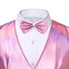 Men's Shiny Sequins Suit Vest Slim Fit Tuxedo Dress Waistcoat Bowtie Set Wedding Formal Prom Party Waistcoat (Pink,Small) view 3