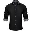 DiBanGu Men's Dress Shirt Long Sleeve Casual Button Down Shirts Regular Fit Inner Contrast Shirt for Business Party, Black and White Black, 3X-Large view 1