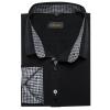 DiBanGu Men's Dress Shirt Long Sleeve Casual Button Down Shirts Regular Fit Inner Contrast Shirt for Business Party, Black and White Black, 3X-Large view 4