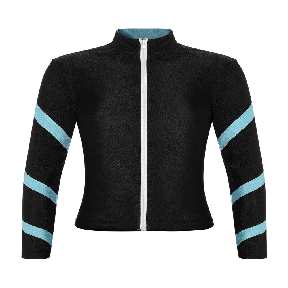 Hansber Kids Girls Jacket Sweatshirt Quick Dry Long Sleeve Gym Track Jacket Running Figure Ice Skating Jackets T-Shirts Blue 12 Years