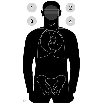 24 Pk, Vermont Police Academy Qualification Target Anatomy & Scoring Lines are Shaded So They Cannot Be Seen at A Distance of 7 Yards Or More Black Size: 25" X 45"