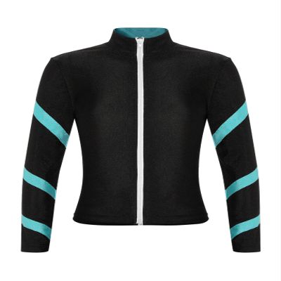 Hansber Kids Girls Jacket Sweatshirt Quick Dry Long Sleeve Gym Track Jacket Running Figure Ice Skating Jackets T-Shirts Cyan 10 Years
