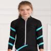 Hansber Kids Girls Jacket Sweatshirt Quick Dry Long Sleeve Gym Track Jacket Running Figure Ice Skating Jackets T-Shirts Cyan 10 Years view 2