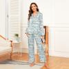 ALAZA Paris Eiffel Tower Castle Women's Satin Pajama Set Long Sleeve Button Down Sleepwear XL view 3