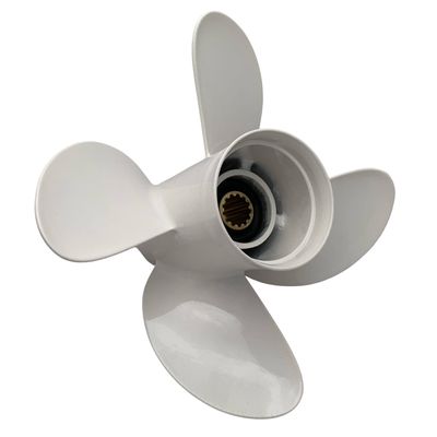 BARDOVEN 4 Blades 25~60HP 10-5/8x12 Aluminum Propeller 13 Tooth RH Prop for Yamaha Outboard Motor Engine, WHITE