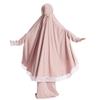ABAFIP Abaya Dress for Kids Girls Muslim Kaftan Hijab Dubai Islamic Prayer Dress Baggy Long Sleeve Top Skirt 2 Piece Casual Outfits Set Pink 4-5 Years view 2