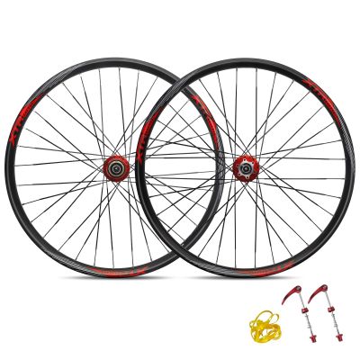 Wheel Set 26 27.5 29 Inch Mountain Bike Wheelset Bicycle Disc Brake Bearing Hubs Mountain Bike Aluminium Rims 32H 8-11 Speed Cassette QR (Color : Red, Size : 29inch)