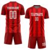 Customized Red Stripe Sports Soccer Jersey Set Personalized Round Neck Team Uniform Casual T-Shirts and Shorts with Name Number Logo Printed for Men/Women/Youth/Teen Boys Girls view 1