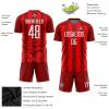 Customized Red Stripe Sports Soccer Jersey Set Personalized Round Neck Team Uniform Casual T-Shirts and Shorts with Name Number Logo Printed for Men/Women/Youth/Teen Boys Girls view 3