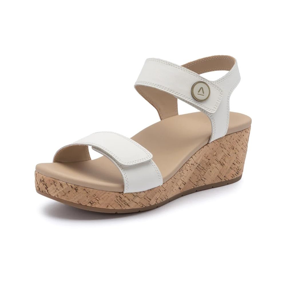 ABEO Riviera Strap Sandals For Women | Arch Support Sandals Women's | Ball of Foot Pain Relief | Built-In Metatarsal Pads Women | Ball Of Foot Cushions for Women White 9 Medium