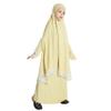 ABAFIP Abaya Dress for Kids Girls Muslim Kaftan Hijab Dubai Islamic Prayer Dress Baggy Long Sleeve Top Skirt 2 Piece Casual Outfits Set Light Yellow 4-5 Years view 1