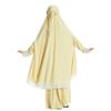 ABAFIP Abaya Dress for Kids Girls Muslim Kaftan Hijab Dubai Islamic Prayer Dress Baggy Long Sleeve Top Skirt 2 Piece Casual Outfits Set Light Yellow 4-5 Years view 2