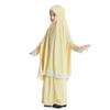 ABAFIP Abaya Dress for Kids Girls Muslim Kaftan Hijab Dubai Islamic Prayer Dress Baggy Long Sleeve Top Skirt 2 Piece Casual Outfits Set Light Yellow 4-5 Years view 3