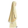 ABAFIP Abaya Dress for Kids Girls Muslim Kaftan Hijab Dubai Islamic Prayer Dress Baggy Long Sleeve Top Skirt 2 Piece Casual Outfits Set Light Yellow 4-5 Years view 4