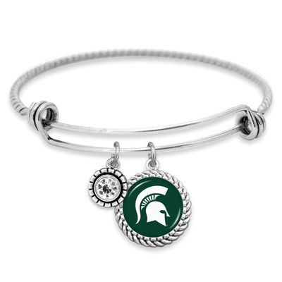 From the Heart Michigan State Spartans Olivia Bracelet Silver Twisted Wire Jewelry Gift MSU