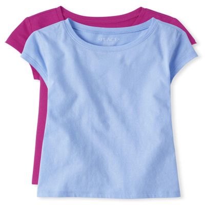 The Children's Place Girls Basic Short Sleeve Layering Tees Pink/Daybreak 2-Pack XX-Large