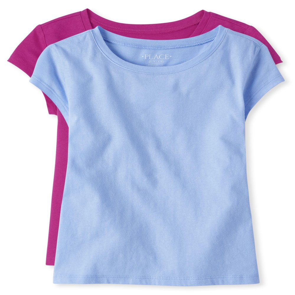 The Children's Place Girls Basic Short Sleeve Layering Tees Pink/Daybreak 2-Pack XX-Large