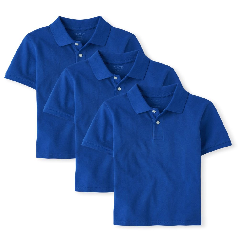The Children's Place,Boys,Multipack Short Sleeve Pique Polos,Blue 3-Pack,XX-Large