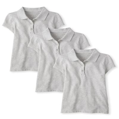 The Children's Place,Girls,Multipack Short Sleeve Pique Polos,Lunar 3-Pack,X-Small