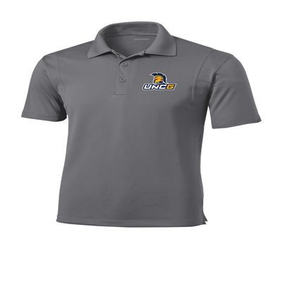 Sport Your Gear UNC Greensboro Spartans Prime Athletic Logo Micropique Sport-Wick Golf Polo T-Shirt - Grey - XX-Large