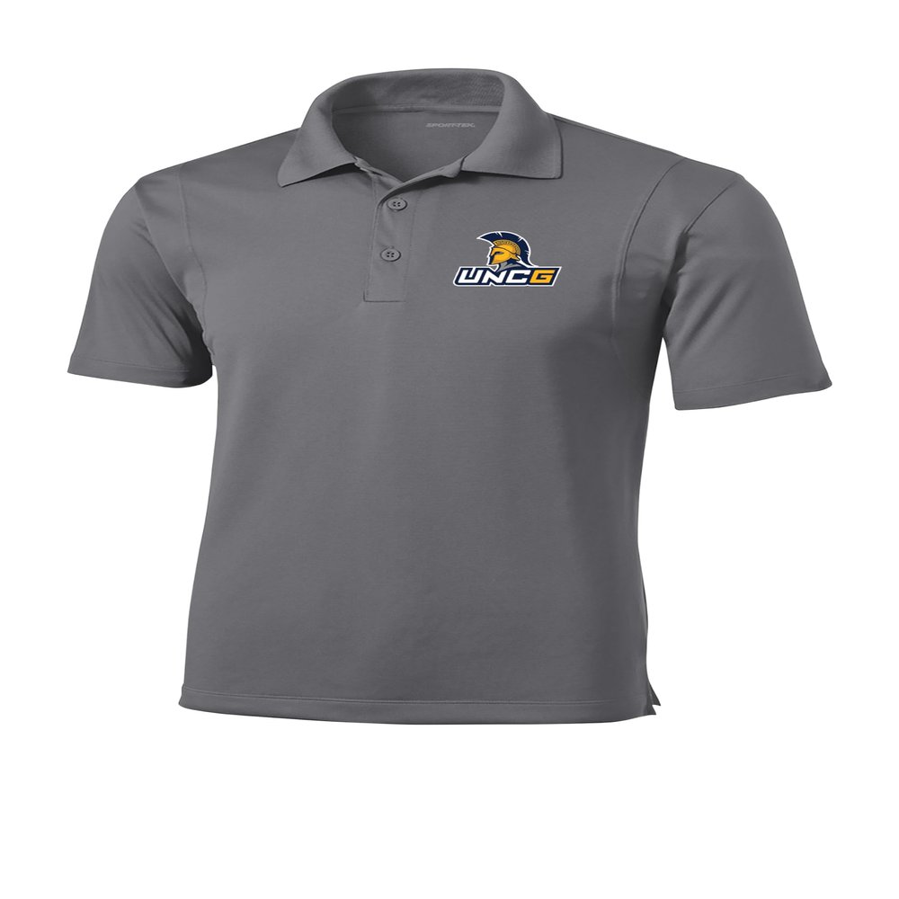 Sport Your Gear UNC Greensboro Spartans Prime Athletic Logo Micropique Sport-Wick Golf Polo T-Shirt - Grey - XX-Large