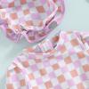 Toddler Infant Baby Girl Swimsuit Long Sleeve Rash Guard One-Piece Floral Zipper Bathing Suit Beach Wear(Purple-Plaid hat,0-3 Months) view 4