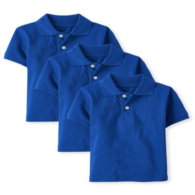 The Children's Place Baby Boy's Multipack Short Sleeve Pique Polos, Renew Blue 3-Pack