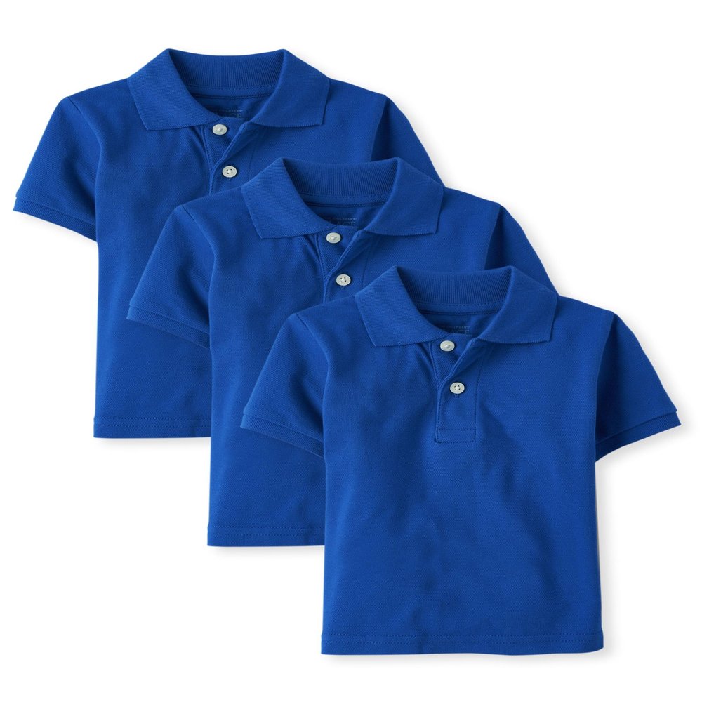 The Children's Place Baby Boy's Multipack Short Sleeve Pique Polos, Renew Blue 3-Pack