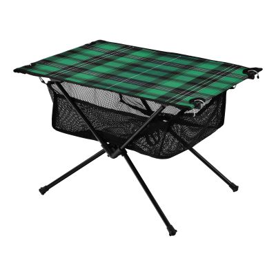 Msyxl Plaid Texture Green Portable Folding Camping Table, Compact Lightweight Beach Table with Carrying Bag for Outdoor Picnics, BBQs, Camp