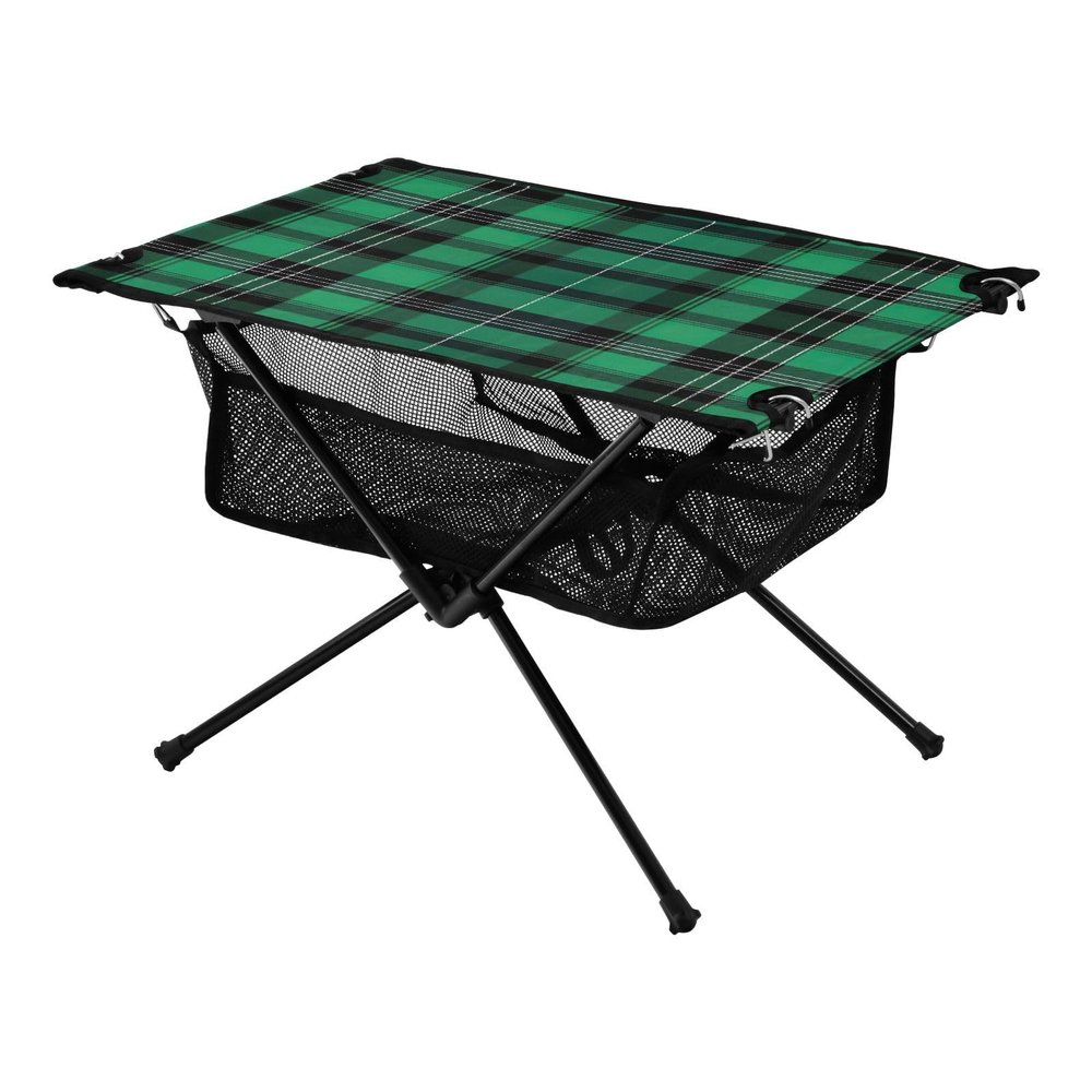 Msyxl Plaid Texture Green Portable Folding Camping Table, Compact Lightweight Beach Table with Carrying Bag for Outdoor Picnics, BBQs, Camp